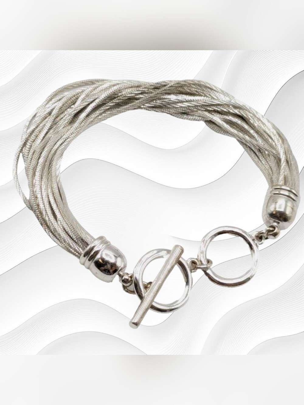 Silver Multi-Strand Toggle Bracelet - Silver